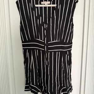 LOFT Striped Sleeveless Button Front Romper